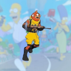 Fishstick x Simpsons skin using an assault rifle