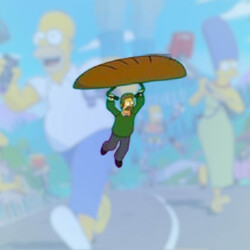 Ned Flanders from The Simpsons gliding into the Fortnite world